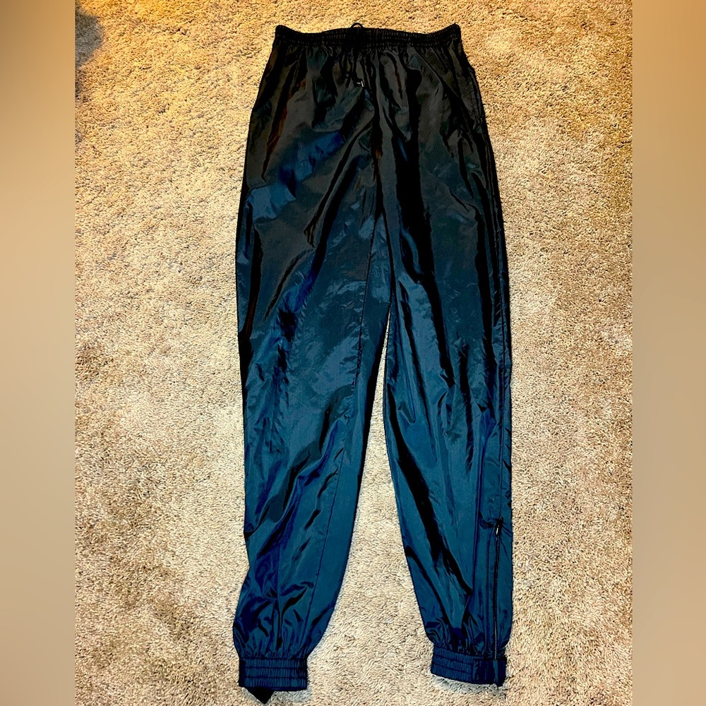 Vintage CHEETAH Mervyns black Lined Track Windbreaker Rain Pants Size me…